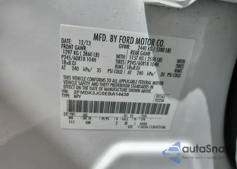 2014 Ford Edge Sel из США, поврежденный, VIN 2FMDK3JC0EBA14438